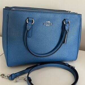 Coach Blue Satchel with Structured Design and Crossbody Option